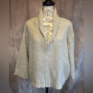 GAP Light Gray Shawl Neck Chunky Knit Sweater